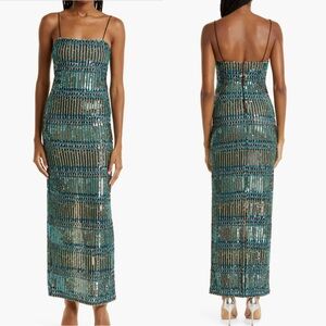 NWT Alice + Olivia Fifi Sequin Embellished Maxi Gown Dress